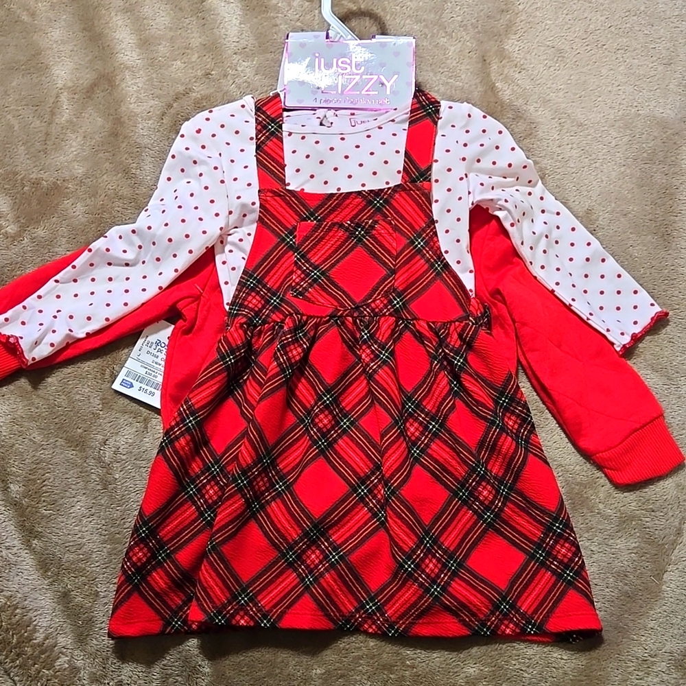 JustLizzy 18 month 4 piece fashion set Dress with undershirt, jacket, & headband